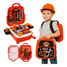 Kit de Brinquedo Educativo Maleta de Ferramentas 3 em 1 Infantil 22 Peças Oficina Menino Construção