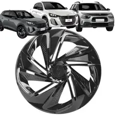 1 Calota Esportiva Modelo Nitro Aro 14 Polegadas Preto Brilhante Universal Elitte 4x100 4x108 5x100