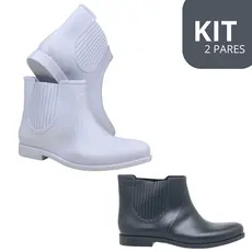 Kit Bota Galocha Feminina Frio Inverno Chuva