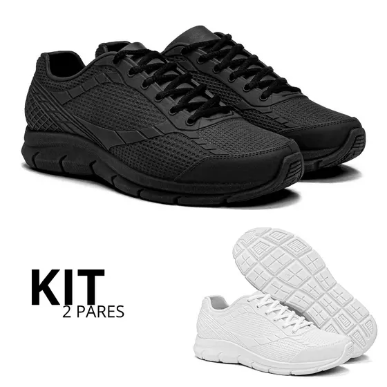 Kit 1 e 2 Pares Tenis Feminino Impermeável Academia Esporte