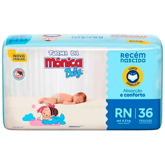 Fralda Turma da Mônica Jumbo RN/36 - P/30 - M/ 28 - G/24