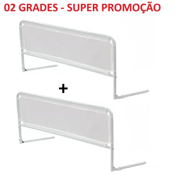 Kit Com 2 Grades Proteção Para Cama - Tela Segurança Crianças - Bebês E Idosos - Serve cama Normal e Box