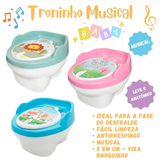 Privadinha Infantil Penico Troninho Crianças Bebês Desfralde Musical Leve e Anatômico