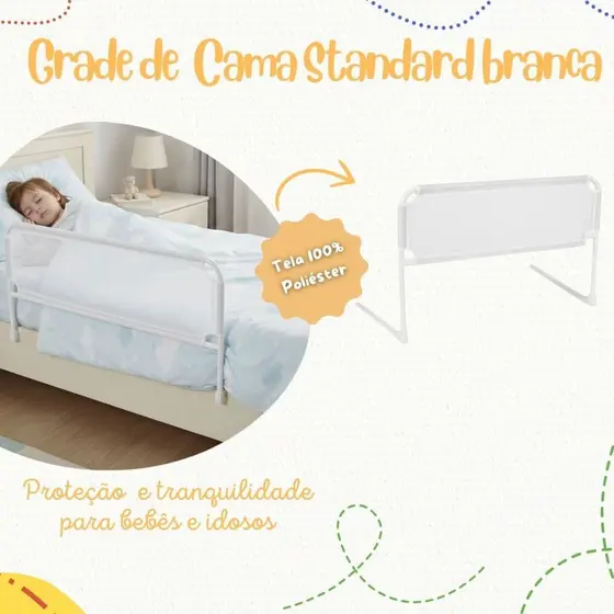 Grade De Cama Com Tela de Proteção Segurança Para Crianças e Idosos Cama Normal Ou Box