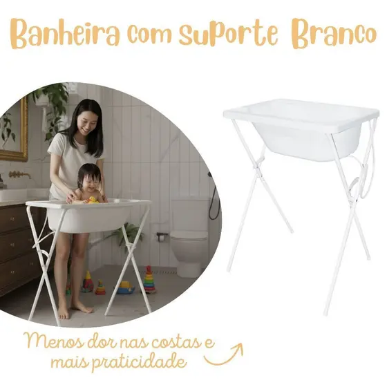 Banheira de Bebê com Mangueira + Suporte Dobravel - Tanque 25 litros - Até 25Kg - Banho com Segurança - "Scorpion"
