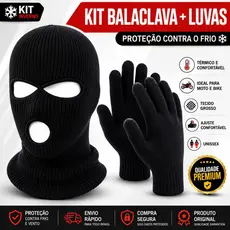 Kit Balaclava e Luvas Térmicas Unissex para Moto, Ciclismo e Esportes de Inverno