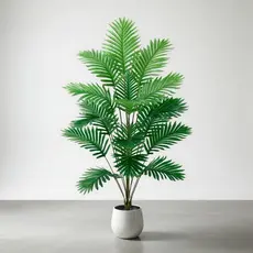 Planta Artificial de Palmeira Tropical  24 Folhas Decoração Realista para Sala, Escritório e Jardim