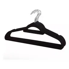 Kit 10 Unidades Cabides Finos Resistente Veludo Preto Antiderrapante Organizador