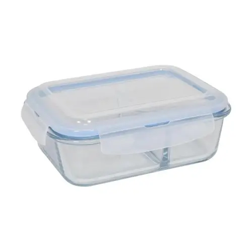 Pote Hermetico Vidro Retangular Com Divisoria 1040ml Organizador Alimentos Resistente