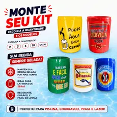Monte seu Kit Porta Lata 269ml Suporte Cerveja Frase Divertida Personalizado