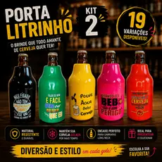 Kit 2 Porta Litrinho Gorduchinha 300ml suporte cerveja térmico personalizados