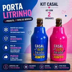 Kit C/2 Casal Suporte De Cerveja Long Neck Litrinho 350ml Time Futebol