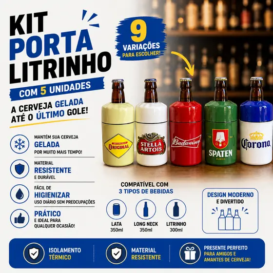 Porta Litrinho Profissa 300ml Suporte Cerveja Térmico Camisinha