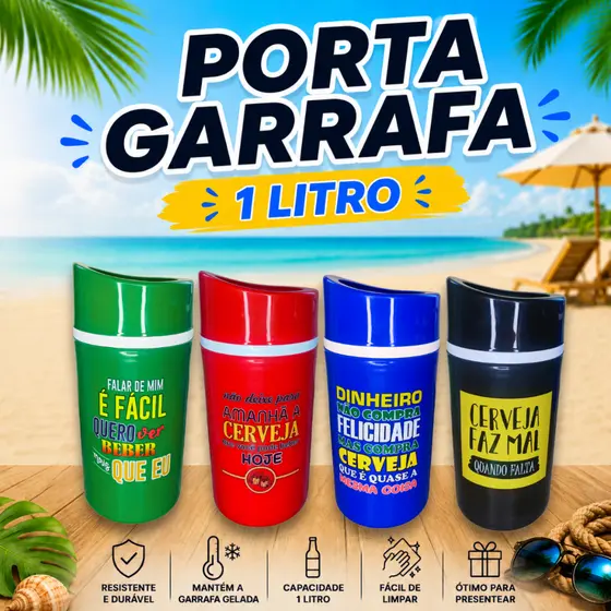 Porta Garrafa 1 Litro Suporte Litrão Cerveja Térmico Personalizados
