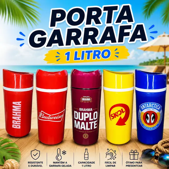 Porta Garrafa 1 Litro Suporte Litrão Cerveja Térmico Personalizados Marcas