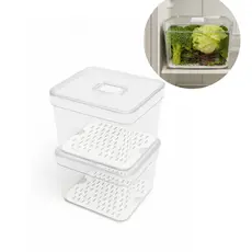 Kit Organizador de Geladeira 3,8 L Bandeja Drenagem Com Tampa Multiuso Alimentos Verduras Vegetais