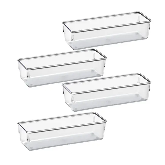 Kit 4 Organizadores Multiuso Modular Gavetas e Mesas Pote Acrílico Cristal Retangular Grande