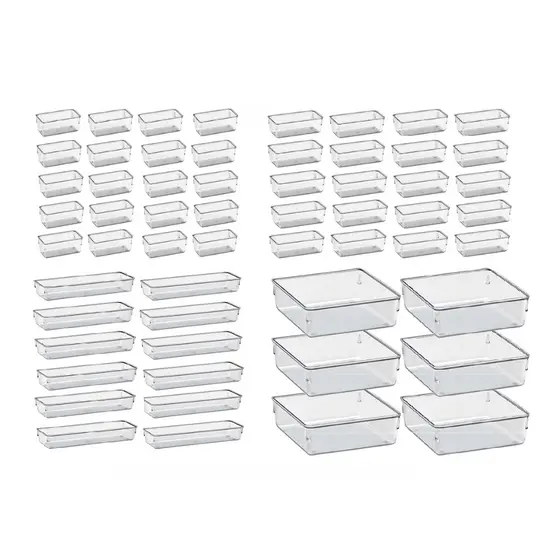 Kit 50 Organizador Multiuso Modular Gavetas Geladeira Acrilico Cristal