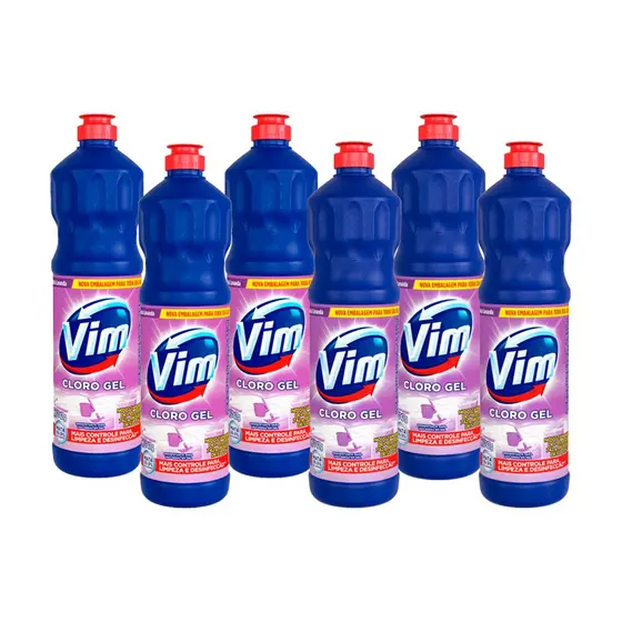 Kit 6 Desinfetante Vim Multiuso Cloro Gel Lavanda 700ml