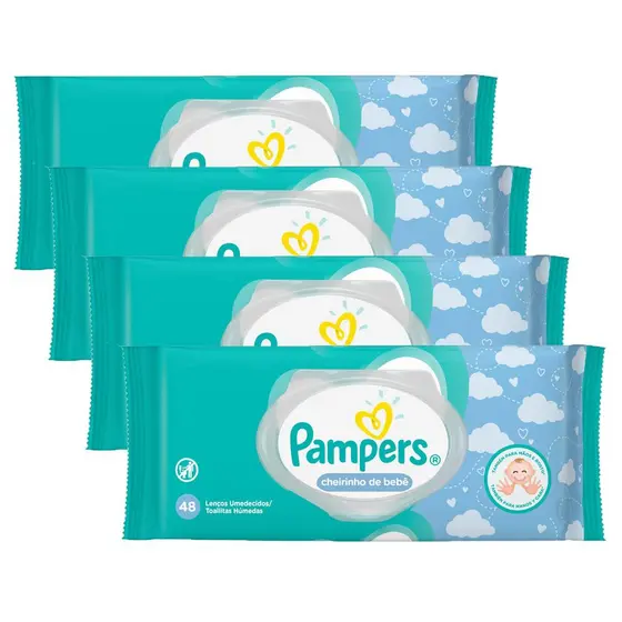 Kit Lenços Umedecidos Pampers Cheirinho de Bebê com 192 unidades
