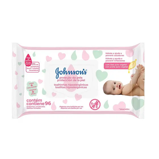 Johnson's Baby Toalhinhas Extra Cuidado com 96 unidades
