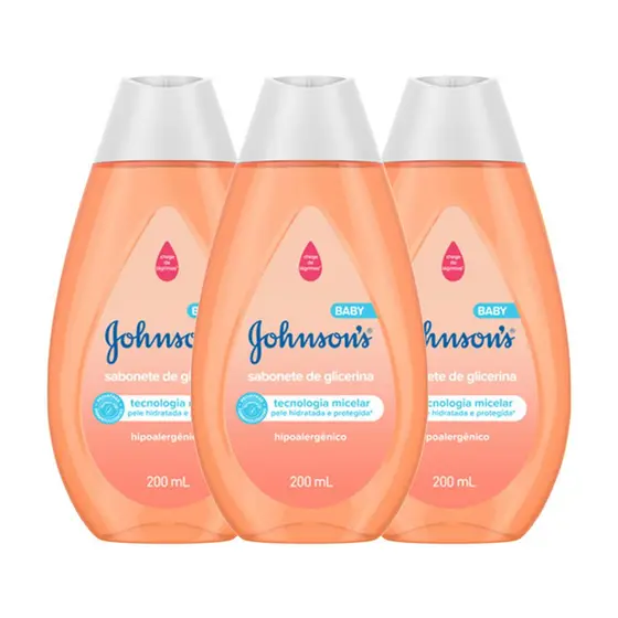 Kit com 3 Sabonetes Líquidos Johnson's Baby Cabeça aos Pés