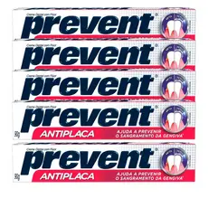Kit 5 Pasta De Dentes Prevent Antiplaca  Em Creme 90 G