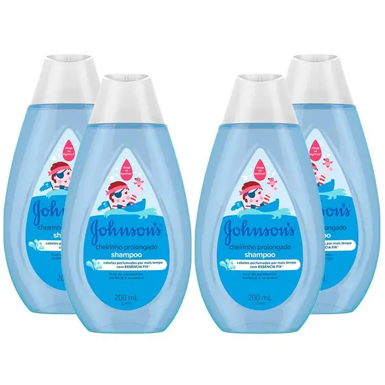 Kit com 4 Shampoo Johnson's Baby Cheirinho Prolongado 200ml cada