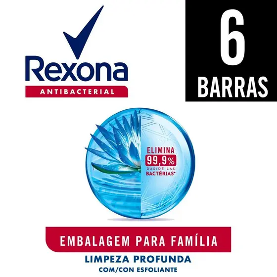 Pack Sabonete em Barra Rexona Limpeza Profunda 6 unidades 84g