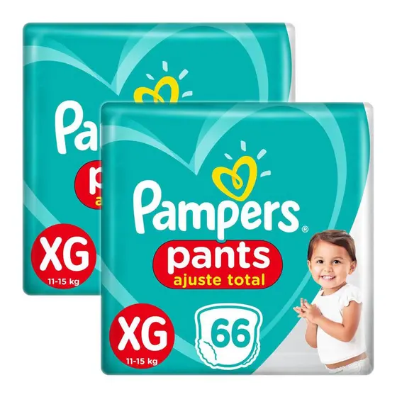 Kit 132 Fralda Pampers Pants Ajuste Total Top Tamanho XG