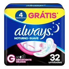 Absorvente Always Noites Tranquilas Suave com abas 32 Unidades