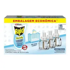 Repelente Elétrico Líquido Raid 45 Noites 3UN Refil de 32,9ml