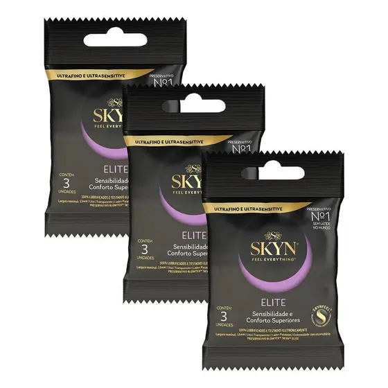 Kit 3 Pacotes Preservativo SKYN Elite C/ 3 Unidades Cada