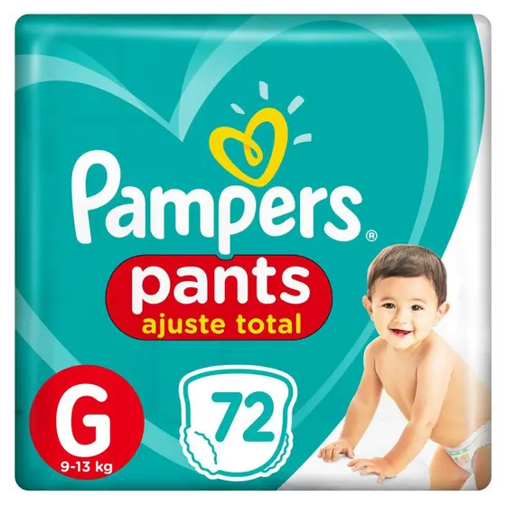 Fralda Pampers Pants Ajuste Total Top Tamanho G com 72 unidades