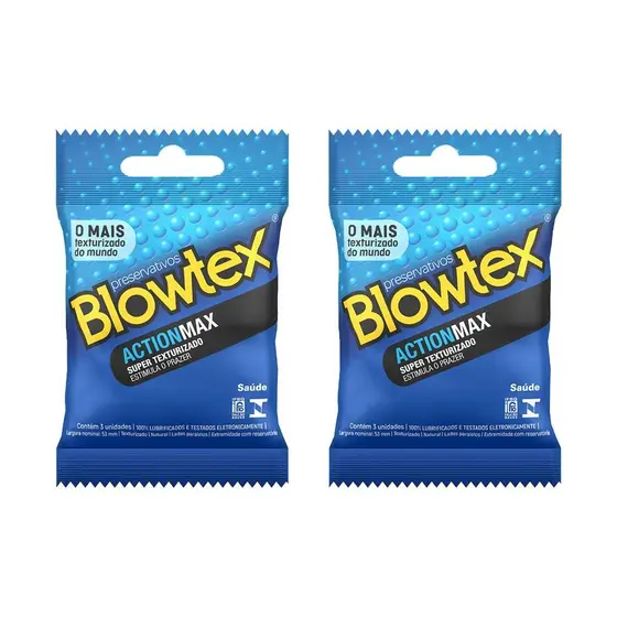Kit 2 Pacotes Preservativo Blowtex ActionMax C/ 3 Unidades Cada