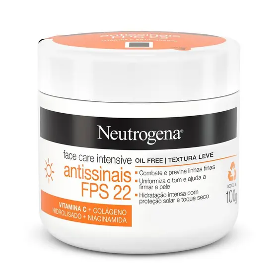 Hidratante Facial Neutrogena Face Care Intensive Antissinais FPS 22 100g