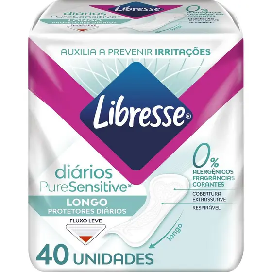 Protetor Diário Libresse Pure Sensitive Longo 40 unidades
