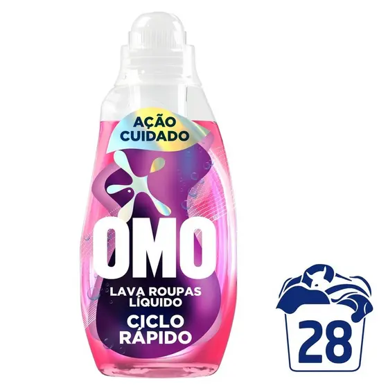 Lava-Roupas Líquido Omo Ciclo Rápido Ação Cuidado Frasco 1,4l