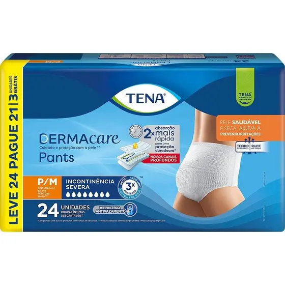 Roupa Íntima Tena Pants Dermacare P/M Leve 24 Pague 21 unidades