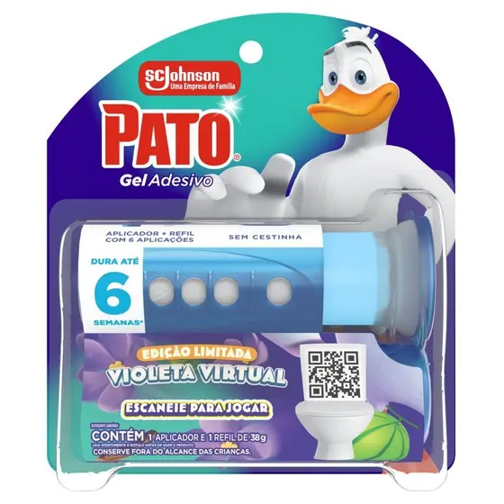 Detergente Sanitário Gel Adesivo com Aplicador Violeta Virtual Pato 38g Refil