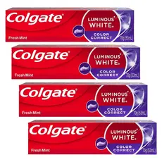 Kit 4 Cremes Dentais Clareador Colgate Luminous White Color Correct 70g