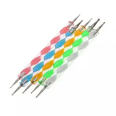 Kit 5 Boleadores Pinceis Ponta Dupla Decoração De Unha