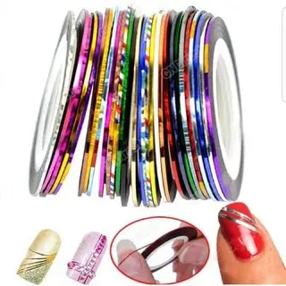 Kit com 10 Fitas Para Unhas Tira Rolo Adesiva Decoração de Unha