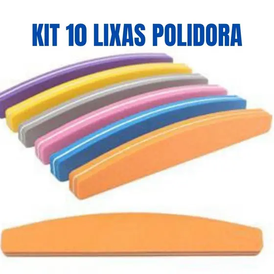10 Lixa Buffer Colorida Polidora Unhas Fibra Gel 10 UNIDADES