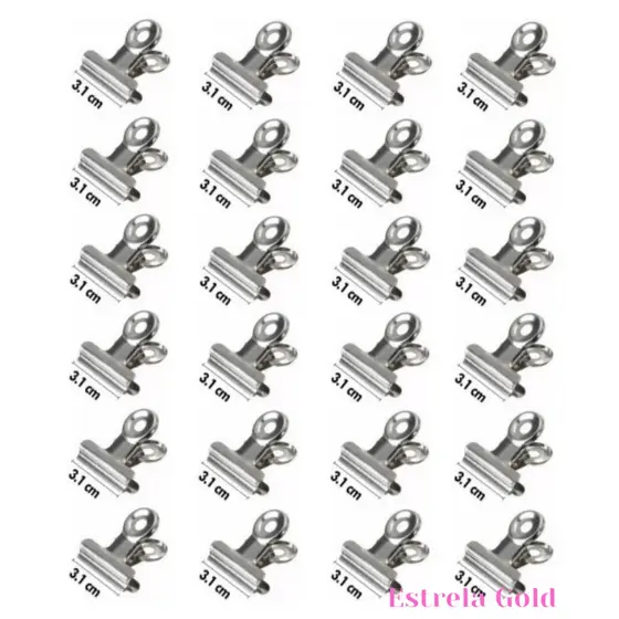 Kit 24 Presilhas 22 mm Metal Para Unhas Curvatura