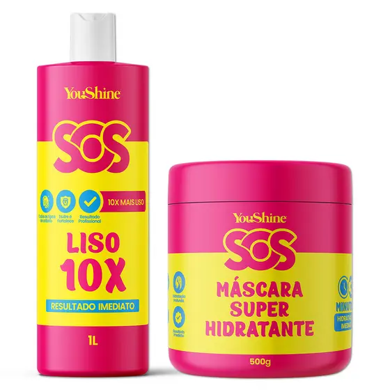 Kit SOS Máscara Super Hidratante E Progressiva Liso 10x YouShine Brilho Intenso Hidratação