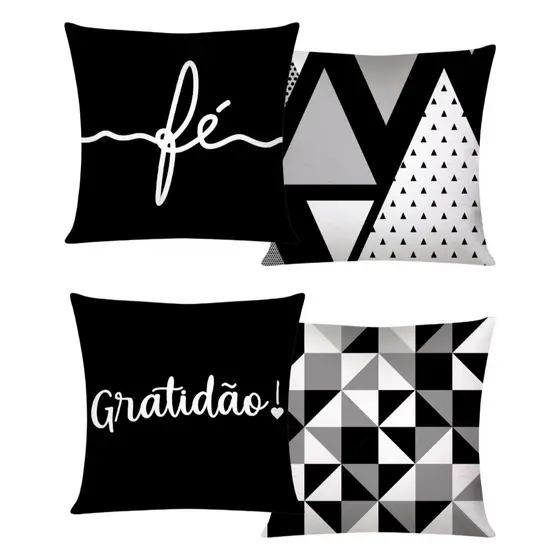 Kit C/ 4 Capas De Almofada Modern Print Decorativas Geométricas 42x42