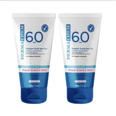 Protetor Solar Facial DermaChem FPS 60 – Toque Seco, Rápida Absorção, Resistente à Água, Uso Diário – 40g