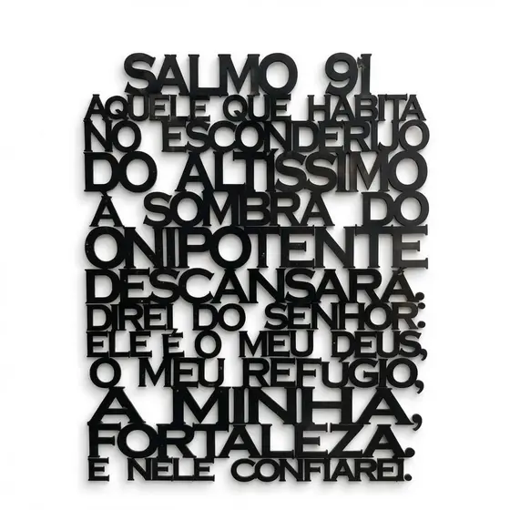 Quadro Decorativo Salmo 91 Em Mdf com Fita Dupla Face Para Decorar Quarto e Sala Frase