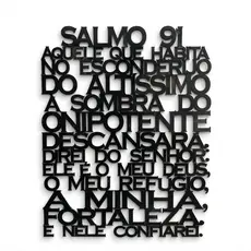 Quadro Decorativo Salmo 91 Em Mdf com Fita Dupla Face Para Decorar Quarto e Sala Frase